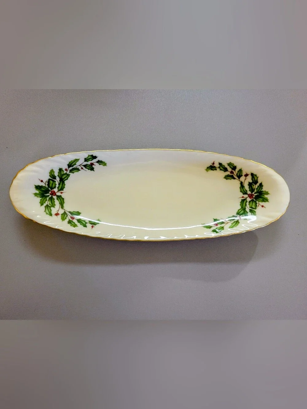 Lenox Christmas Holiday Holly Pattern Vintage China, Condiment Dish, EUC